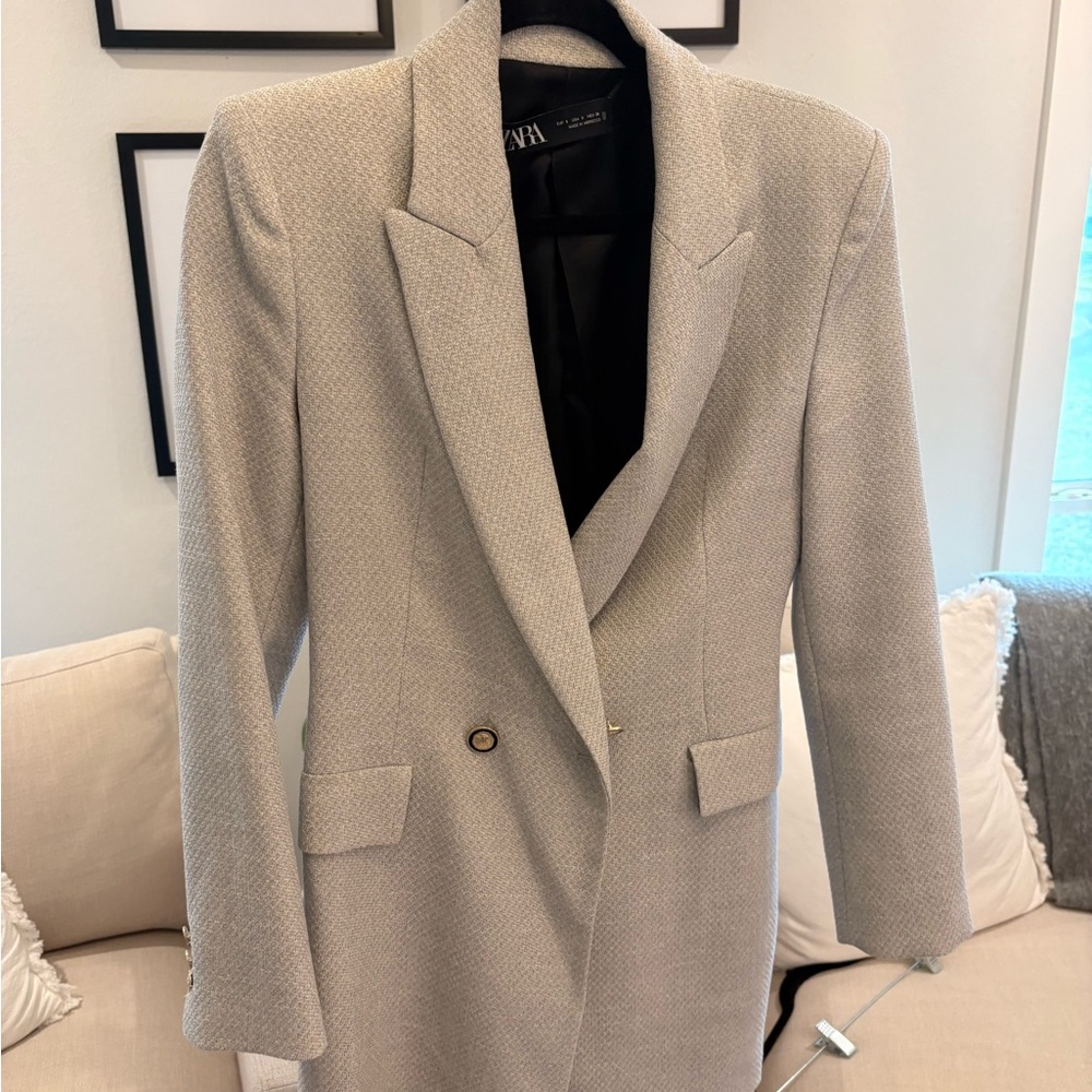 Zara Light Blue Textured Blazer